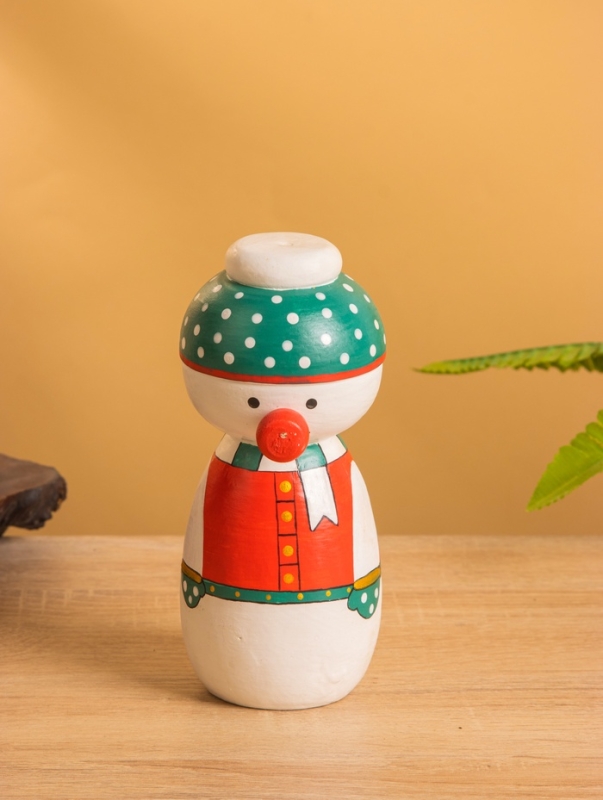Деревянная кукла кокеши "Снеговичок" 7х7,5х15 см