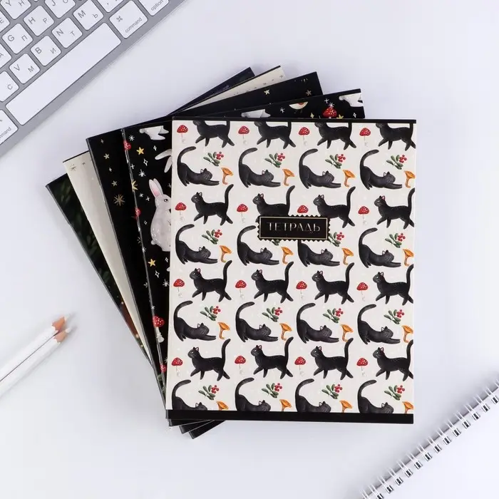 Тетрадь в клетку, 48 л., А5, на скрепке, блок №1 &laquo;Волшебство&raquo; МИКС