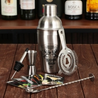 Подарочный набор барный &laquo;Король вечеринки&raquo;: 5 предметов, карточки с рецептами