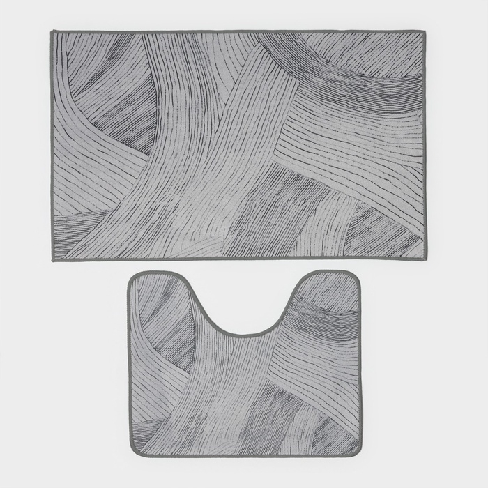 Коврики для ванной и туалета Доляна &laquo;Тига&raquo;, 2 шт: 50&times;80 см, 50&times;40 см, форма МИКС