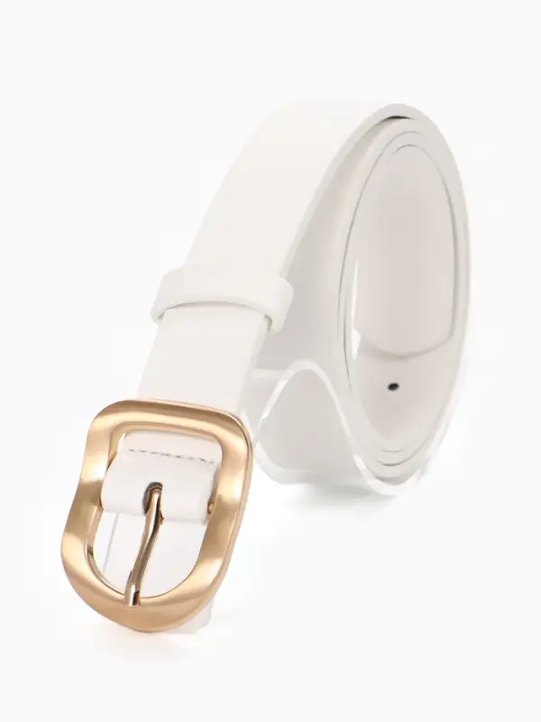 Ремень жен 05-01-01-01, Сент0725,  2,7*0,2*105 см, пряжка золото, 1 прок, белый