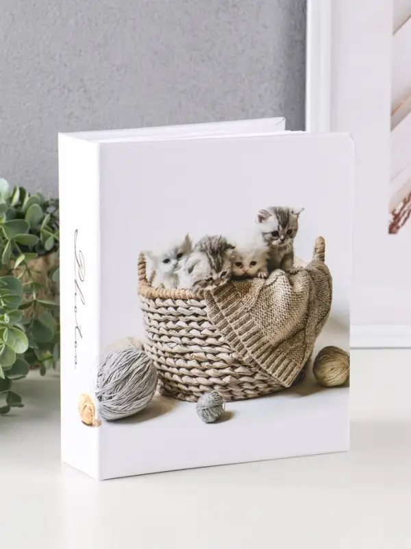 Фотоальбом 200 фото 10X15см, "Котята в корзинке", ПП карм.