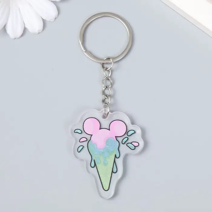 Брелок акрил "Мороженое в рожке/Бутыль" МИКС 3,8х5,2 см