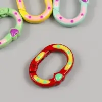 Карабин металл "Овал. Сердечко и горошины" МИКС 2,7х2 см