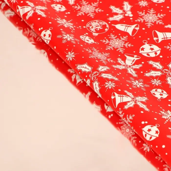 Пленка упаковочная для подарков, металлизированная, 35мкм "Колокольчики&ldquo;, 50х70см