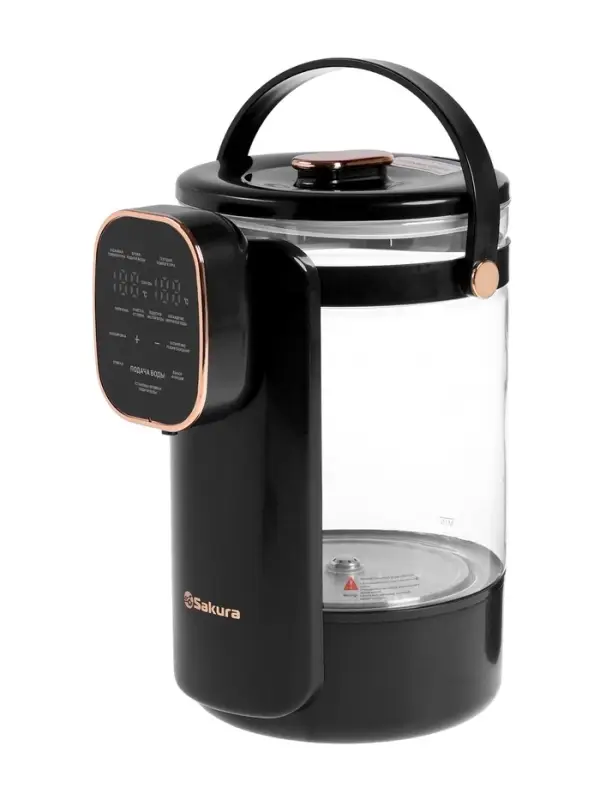 Термопот Sakura SA-1375BK, 1200 Вт, 3 л, 45-100&deg;С, сенсор, LCD дисплей,  стекло, черный