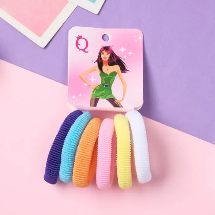 Резинка для волос "Анна" (набор 6 шт) шик, 4 см