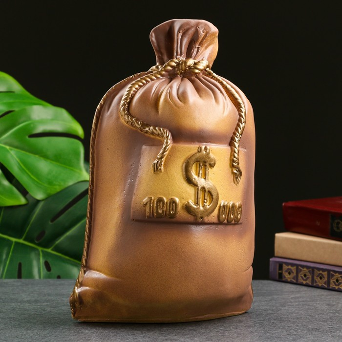 Копилка для денег &laquo;Мешок: сто тысяч&raquo;, гипс, коричневый, 14&times;20&times;32 см