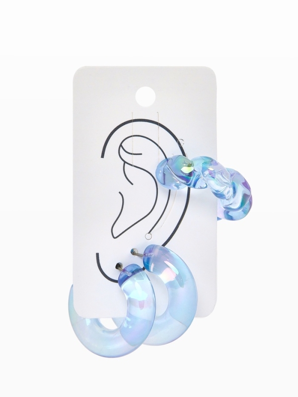 Набор серьги и каффы 3 шт &laquo;Нежность&raquo; косичка, цвет голубой в серебре