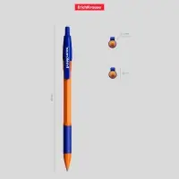Ручка шариковая автоматическая Erich Krause R=301 Orange Matic & Grip, узел 0.7 мм, чернила синие, резиновый держатель, длина линии письма 2000 метров