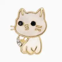 Брошь перламутровый "Котёнок", цвет белый в золоте