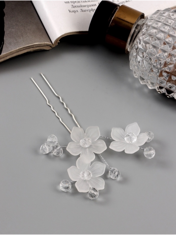 Шпилька для волос "Эмилия" цветник шарики, 9х6 см, прозрачный
