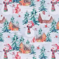 Упаковочная бумага на новый год глянцевая двухсторонняя &laquo;Зимняя деревушка&raquo;, 50 х 70 см