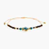 Браслет &laquo;Черепаха&raquo; на нити, бусина со стразом, коричневый в золоте