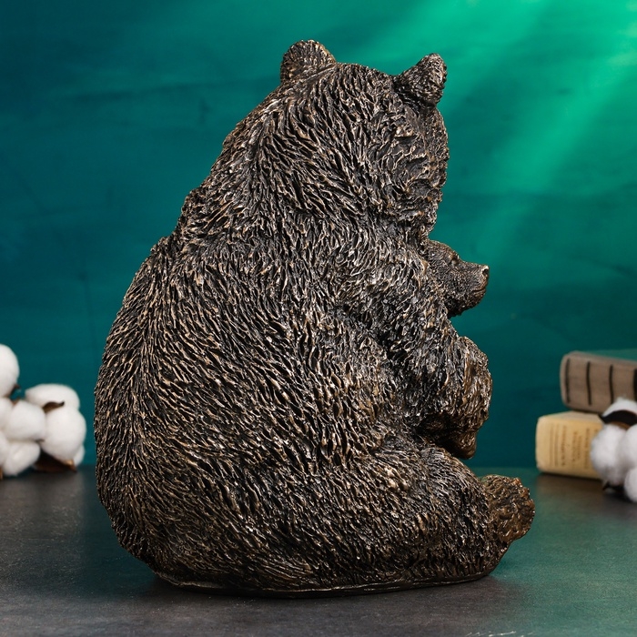 Копилка "Медведица с медвежонком" 20х23х30см, бронза