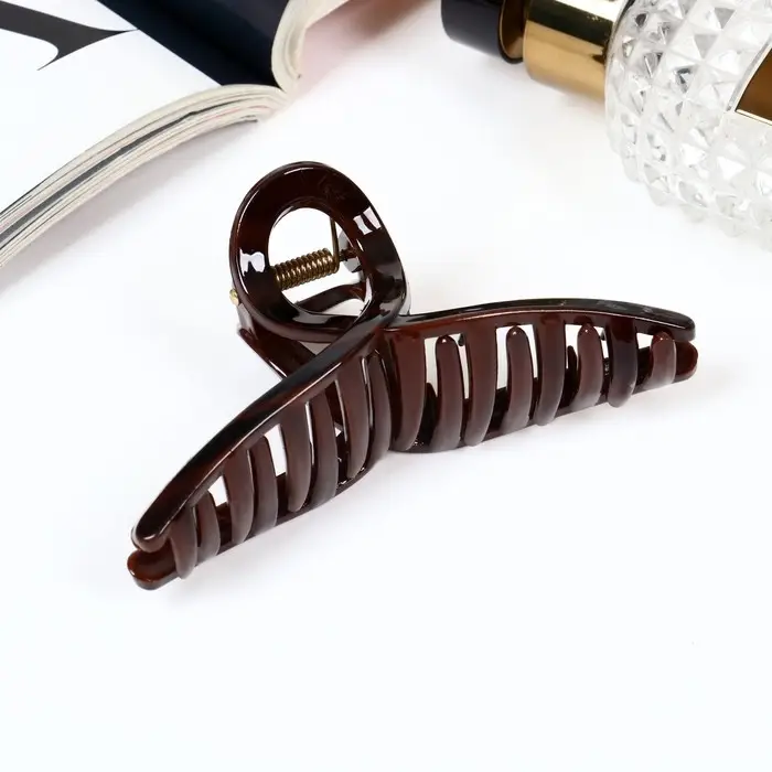 Крабик для волос &laquo;Джуна&raquo;, петля, 9 см, коричневый