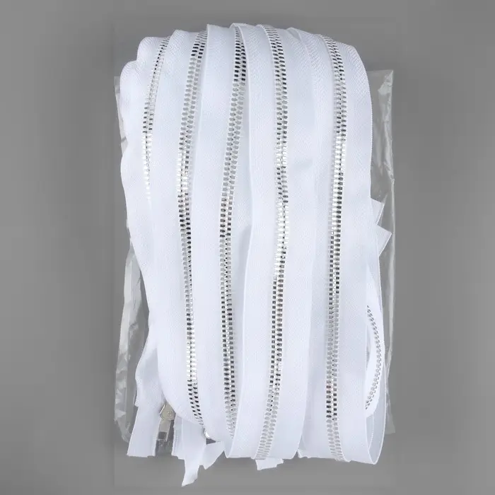 Молния &laquo;Трактор&raquo;, №5, разъёмная, декоративное звено &laquo;Акулий зуб&raquo;, замок автомат, 80 см, белая