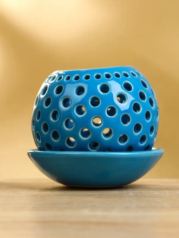 Аромалампа &laquo;Шар&raquo;, 9.5&times;9.5&times;9 см, керамика, голубая