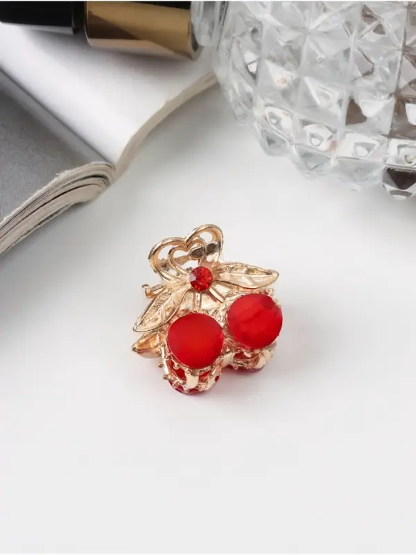 Крабик для волос &laquo;Арфея&raquo;, вишенки, 2.3 см, золото МИКС