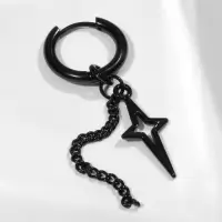 Пирсинг в ухо &laquo;Кольцо&raquo; звезда полярная с цепью, d=15 мм, чёрный