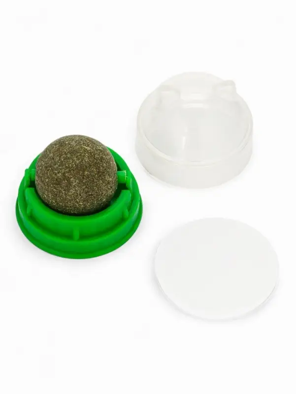 Игрушка для кошек из кошачьей мяты "Кот" на основании, 4,5х4,8х4,8 см, зеленая