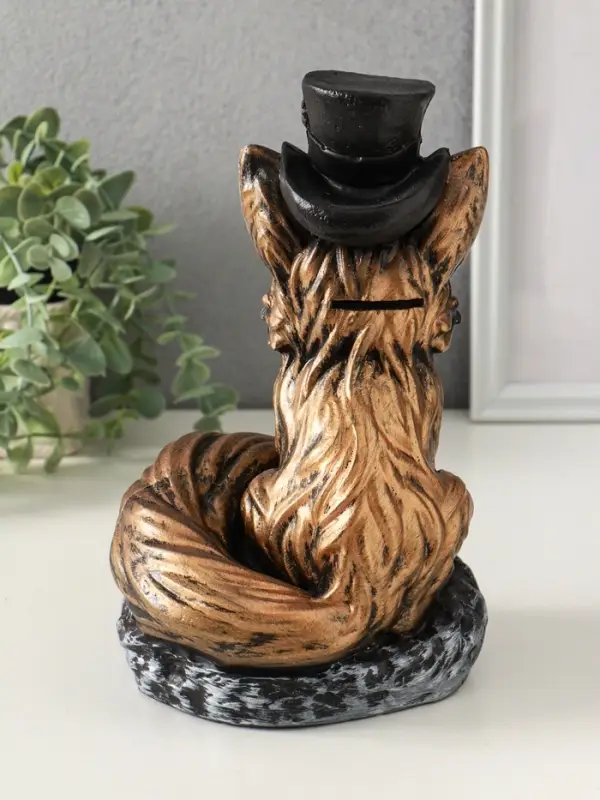 Копилка "Лиса в шляпе" 24х15 см, бронза с серебром