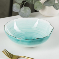 Салатник фарфоровый Доляна &laquo;Млечный путь&raquo;, 700 мл, d=17,5 см, цвет бирюзовый