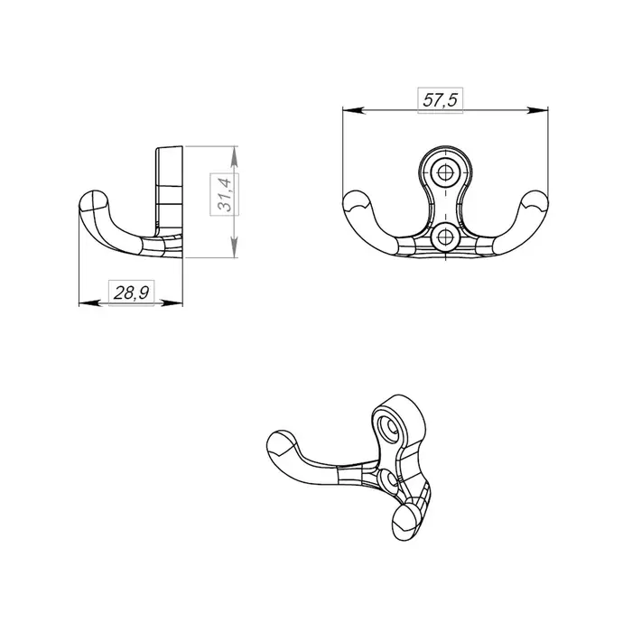 Крючок-вешалка №15, цвет хром, 100 шт