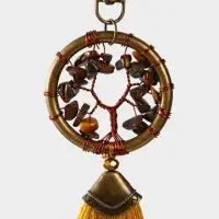 Брелок ловец снов "Великое древо" 19 см, цв. золотистый