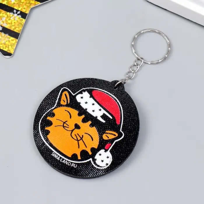 Брелок EVA "Рыжий котик в новогоднем колпаке" 6х5,7 см