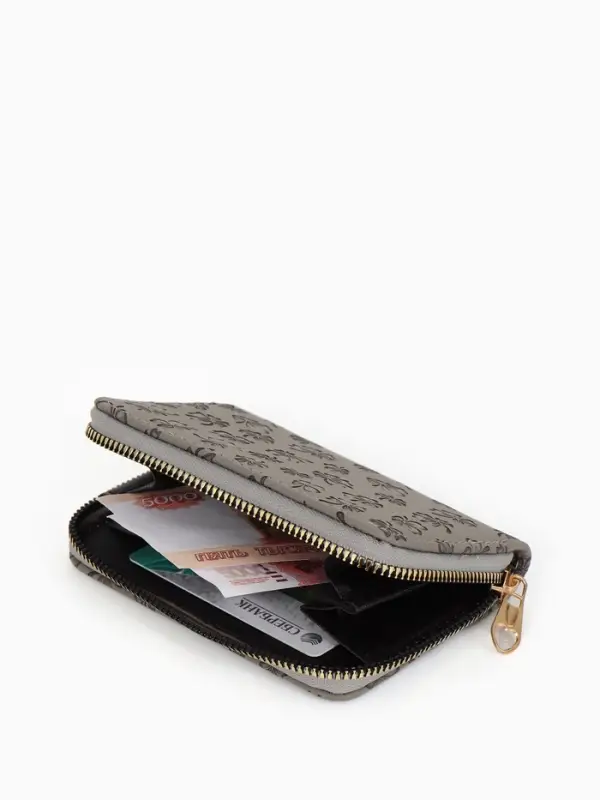 Кошелек жен 07-01-01 Июнь2526, 13*2*9 см, 2 отд+отд/молн, д/карт, серый