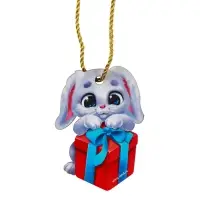 Ёлочная игрушка - подвеска деревянная &laquo;Новый год! &lrm;Зайка с подарком&raquo;