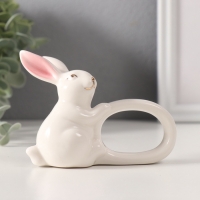 Сувенир керамика держатель д/салфеток "Белый кролик с розовыми ушками" 5х10х7,5 см
