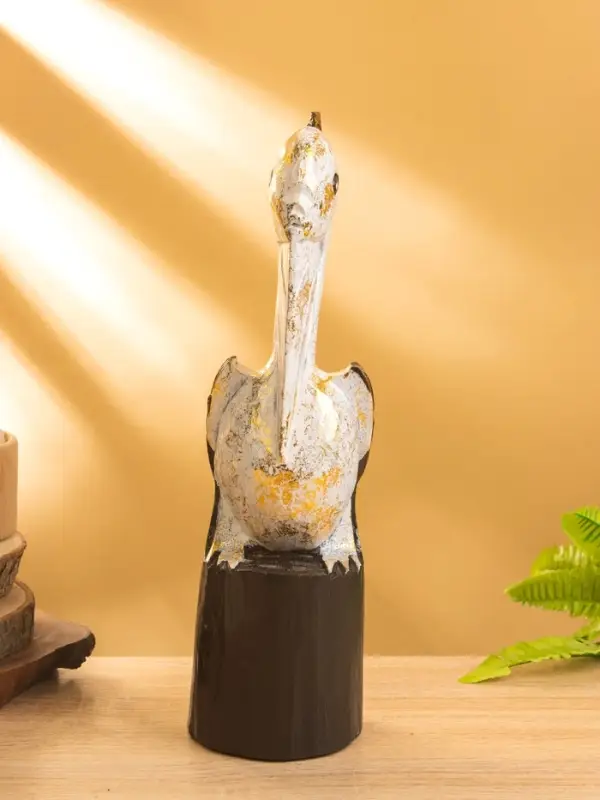 Сувенир интерьерный "Пеликан" 10х10х33 см, дерево, цв. белый с золотом