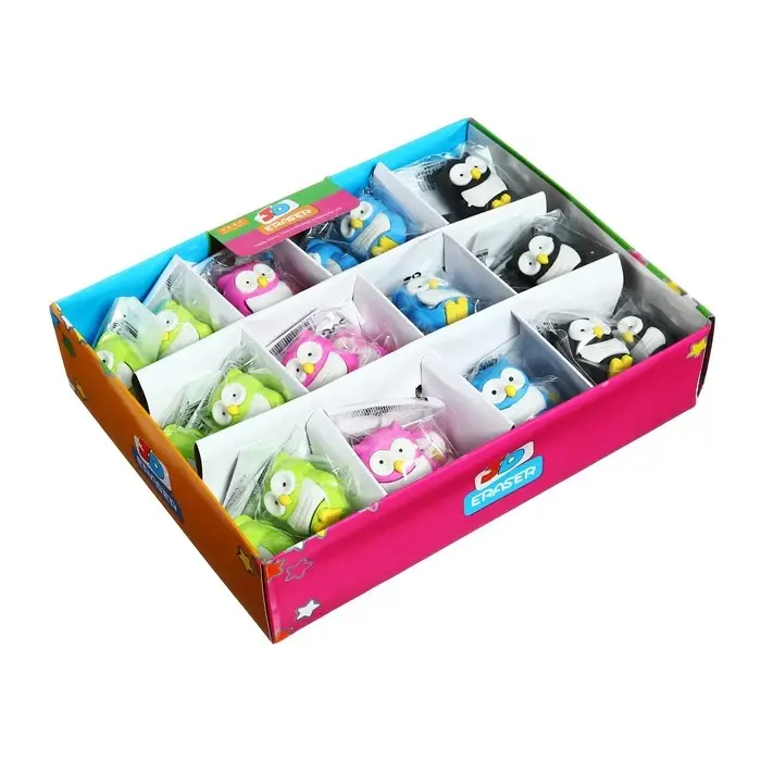 Ластик фигурный "Сова", в блистере, МИКС (штрихкод на штуке)