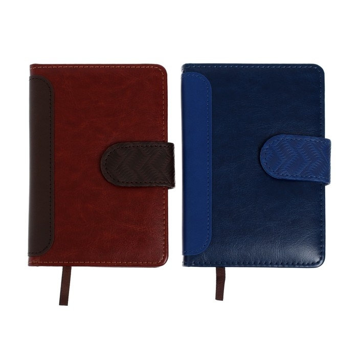 Ежедневник недатированный А6, 120 листов в клетку, тонированный срез, с хлястиком, обложка ПВХ, МИКС