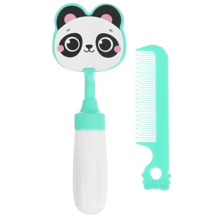 Набор расчёсок с погремушкой &laquo;Панда&raquo;, 2 предмета: расчёска с зубчиками + щётка
