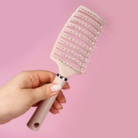 Расчёска массажная, широкая, вентилируемая, 7,3 &times; 25,3 см, цвет МИКС