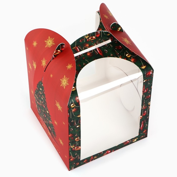 Складная коробка под маленький торт &laquo;Роскошная ёлка&raquo;, 15 х 15 х 18 см, Новый год