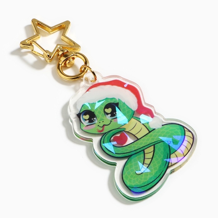 Брелок новогодний, для ключей, голографический &laquo;Новогодняя звезда&raquo; 3.6 х 9 см