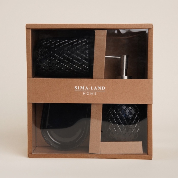 Аксессуары для ванной SL Home, 3 предмета: дозатор, мыльница, стакан