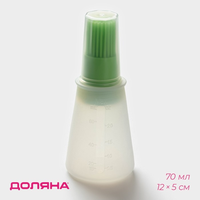 Кисть с резервуаром для масла Доляна &laquo;Олио&raquo;, силикон, 70 мл, 11 см, цвет зелёный