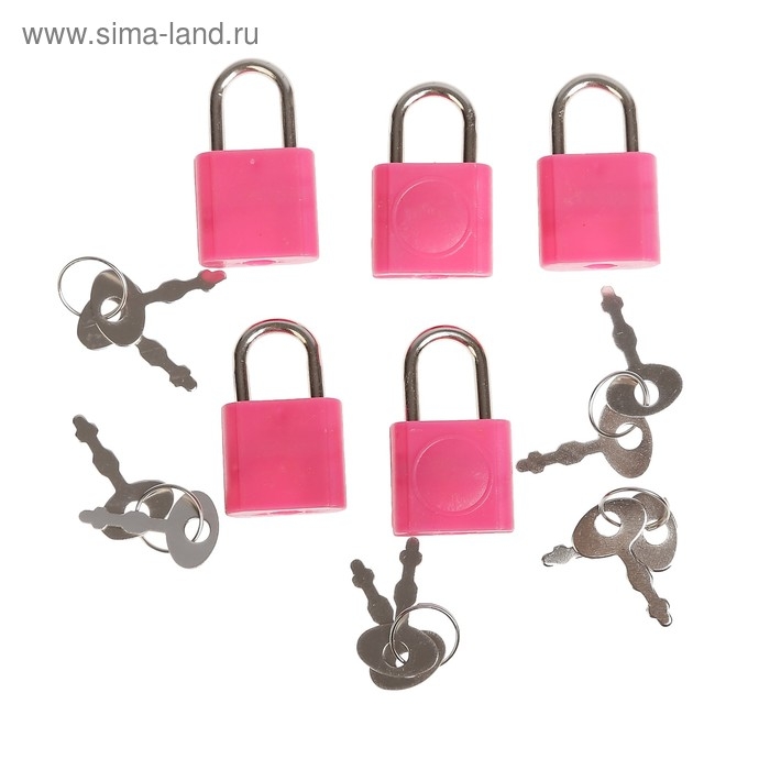 Замочек с ключиком для шкатулки металл, пластик набор 5 шт С286  3,1х1,9 см