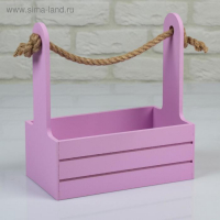 Набор кашпо деревянных 2 в 1 (25&times;15&times;30; 21&times;12&times;23 см) "Dear", ручка канат, сирень