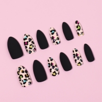 Накладные ногти &laquo;Лео&raquo;, 12 шт, с клеевыми пластинами, форма миндаль, чёрные, бежевые