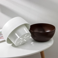 Горшок для цветов &laquo;Япония&raquo;, 3 л, цвет белый-тёмно-коричневый