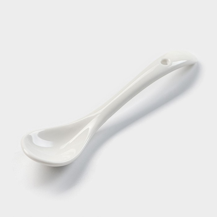 Банка для хранения сыпучих продуктов с ложкой BellaTenero, 280 мл, 9&times;9,5 см, с бамбуковой крышкой, фарфоровая, цвет белый