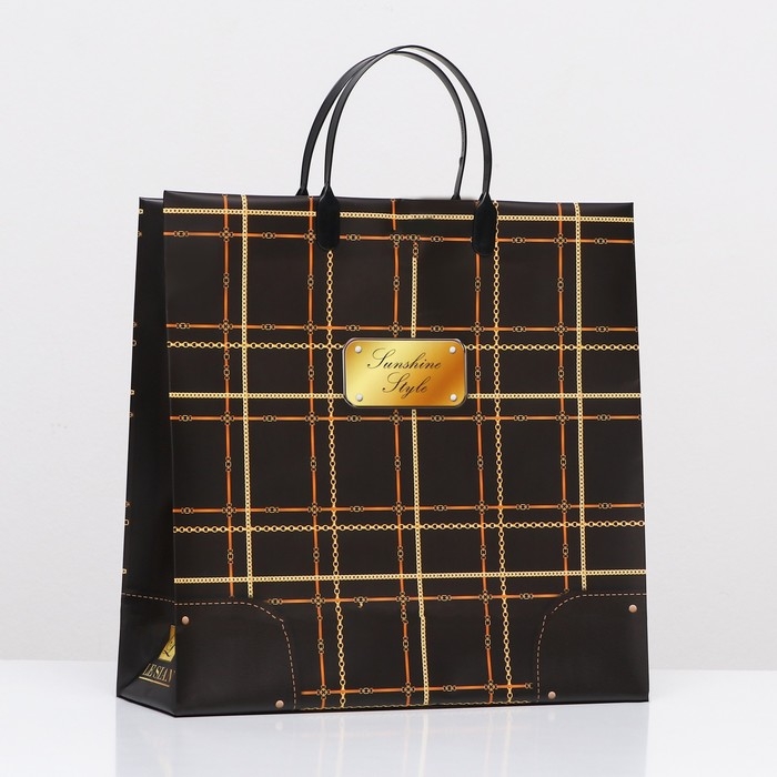 Пакет "Черно-золотая клетка", мягкий пластик, 30 x 30 см, 120 мкм