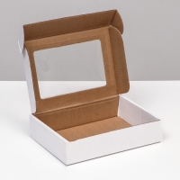 Коробка самосборная, белая с окном, 21 х 15 х 5 см