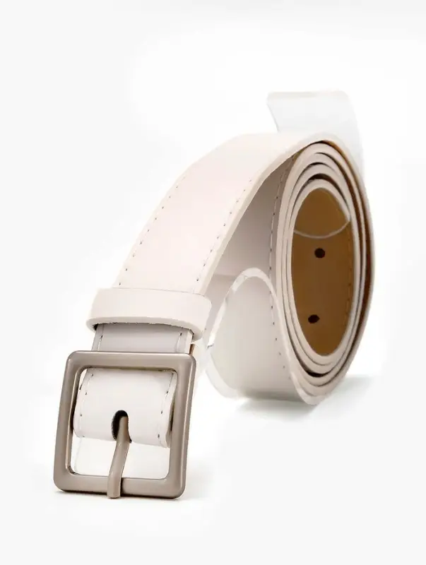 Ремень жен 05-01-02-01, Июнь2508, 3*0,3*110 см, без винта, пряж мат металл, 1 прокол, белый   109031